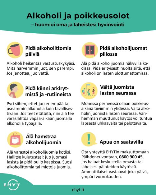Oheisessa kuvassa vinkkejä oman alkoholinkäytön hallintaan.