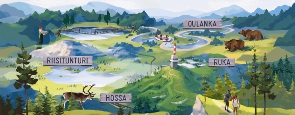 Ruka-Kuusamon kesän hullunkuriset paikannimet kartalla