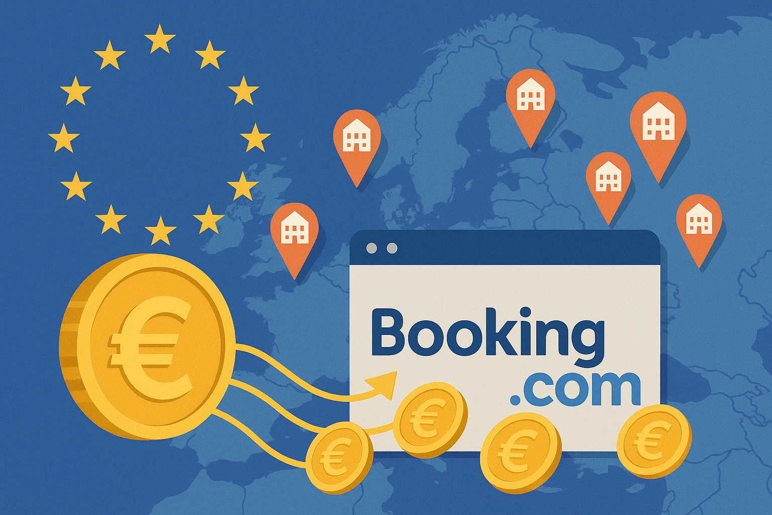 Matkailu- ja Ravintolapalvelut MaRa kannustaa jäsenhotellejaan liittymään yleiseurooppalaiseen oikeudenkäyntiin Booking.comia vastaan. Kuva Chat GPT